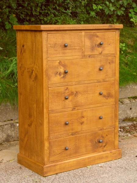 2 over 4 Chest of drawers in Stripped pine colour